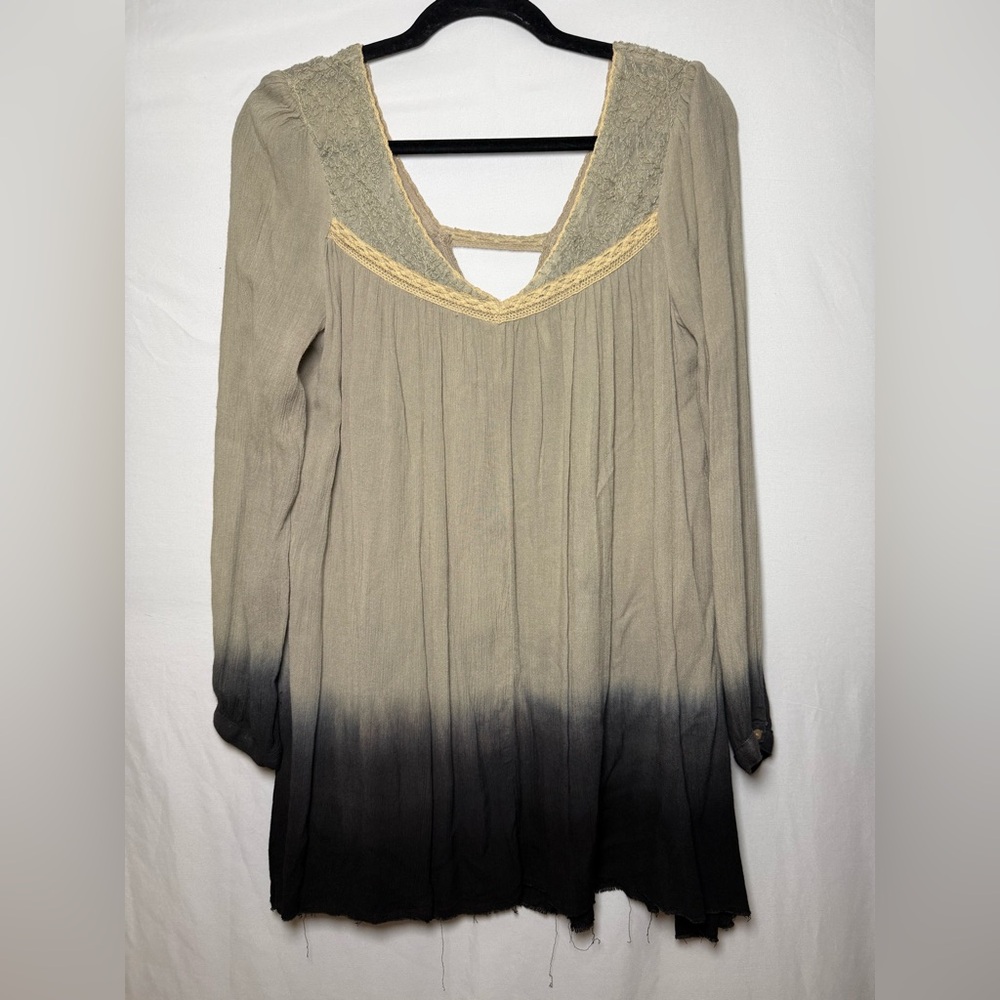 Free People Oversized Dip Dye Ombre Blouse